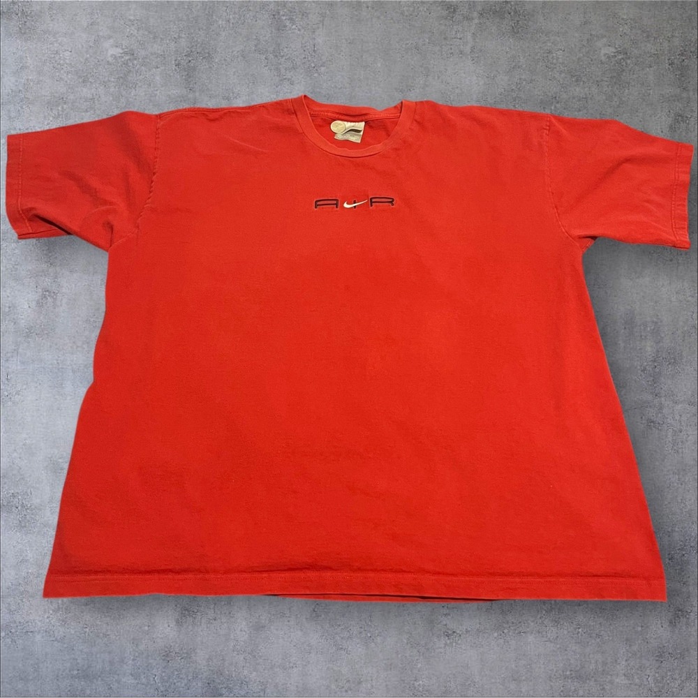 Y2K Nike Air‎ T-Shirt Red Embroidered Gray Tag XXL